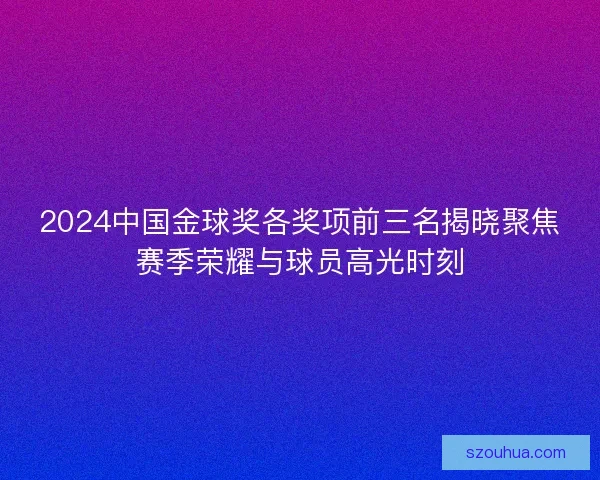2024中国金球奖各奖项前三名揭晓聚焦赛季荣耀与球员高光时刻